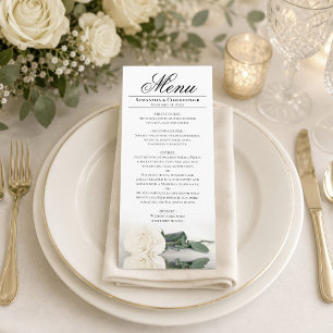 Menu A Elegante Ivory White Rose com Casamento de Refle