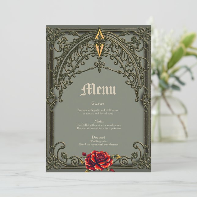 Menu A flor vermelha, a flor da afeição. (Em pé/Frente)