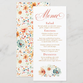 Menu Aba de Casamento outono das flores silvestres Aqua