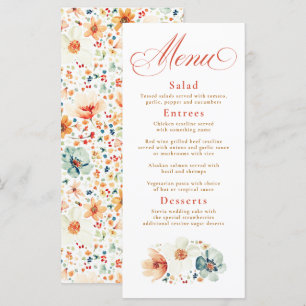 Menu Aba de Casamento outono das flores silvestres Aqua
