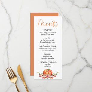 Menu Abóbora de outono moderno, cardápio de casamento