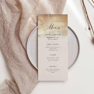 Menu Abstrato ouro Casamento Elegante