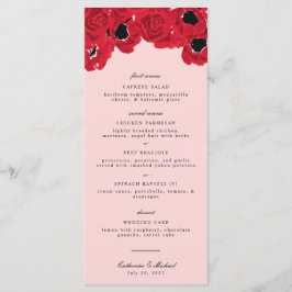 Menu Abstrato Rosas e Poppies Casamento