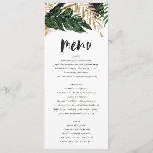 Menu Abstrato tropical moderno pintado casamento