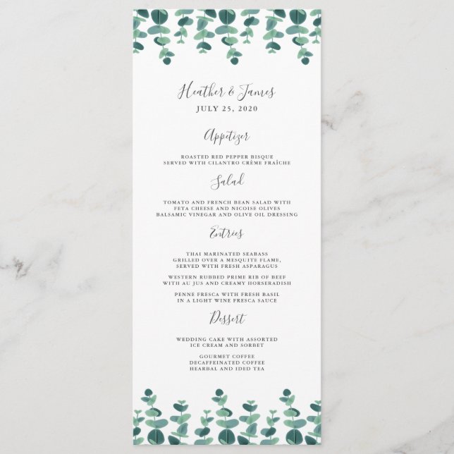 Menu Adorável Casamento Eucalyptus (Frente)