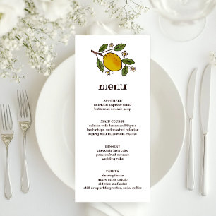 Menu Adorável Lemon Watercolor Rustic Modern CUSTOM