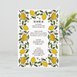 Menu Adorável Moldura de Aquarela Lemon Cria Moderna Ru
