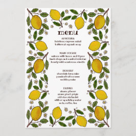 Menu Adorável Moldura de Aquarela Lemon Cria Moderna Ru
