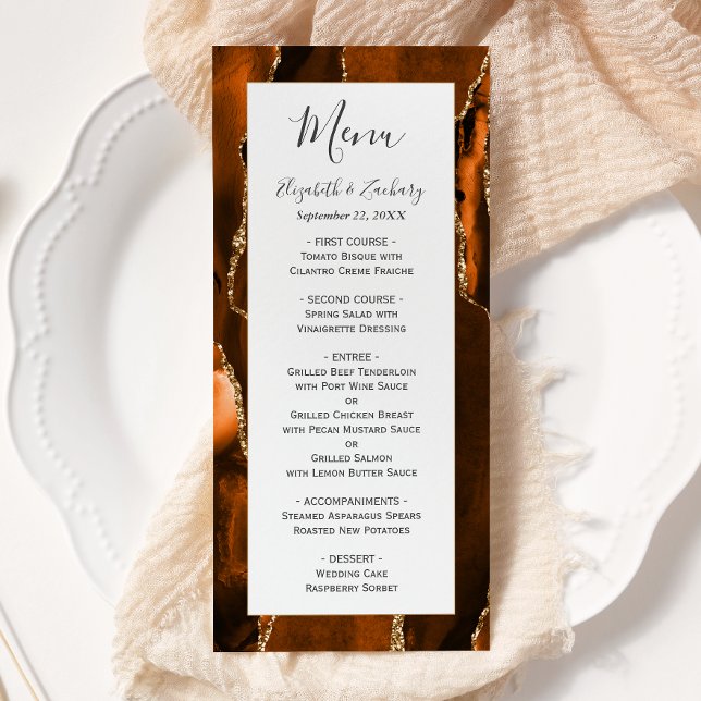 Menu Ágata Dourada Laranja Queimada Casamento (Criador carregado)