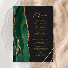 Menu Ágata Esmeralda Verde Dourado Script Casamento Esc