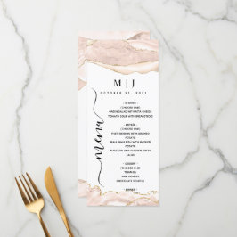 Menu Agate Blush e Dourado Casamento com Largura