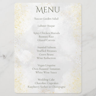 Menu Água-forte Cinza e Poeira Dourada Etiqueta Circula