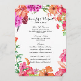 Menu alaranjado cor-de-rosa do casamento do jardim