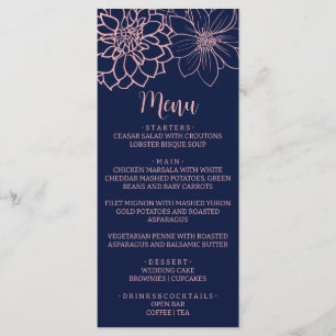 Menu Altura de Casamento Floral Cor-de-Rosa