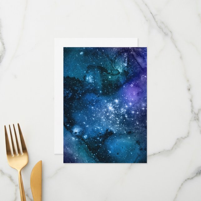 Menu Amantes da Galáxia Espaço Estrelado Céu Azul Faísc (Frente/Verso In Situ)