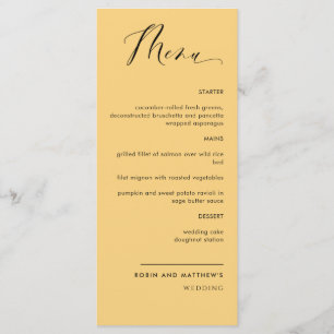 Menu Amarelo Elegante, Casamento Calliográfico / Recepç