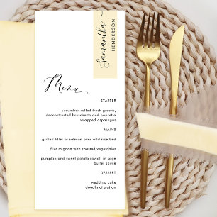 Menu Amarelo Pálido Personalizado com Nome do Convidado