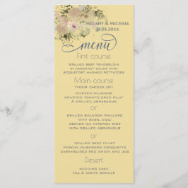 Menu Amarelo suave floral boho aquarela trendy