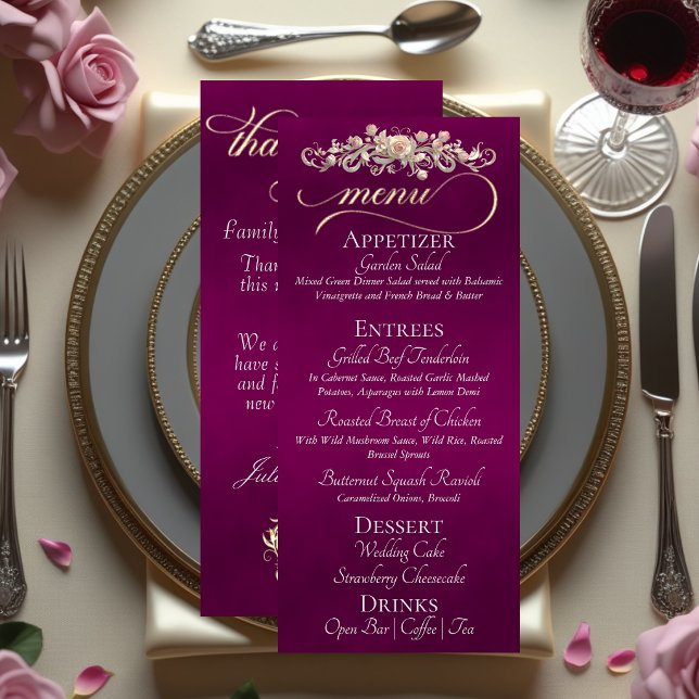 Menu Ameixa - Rosas, Coração & Obrigado (Criador carregado)
