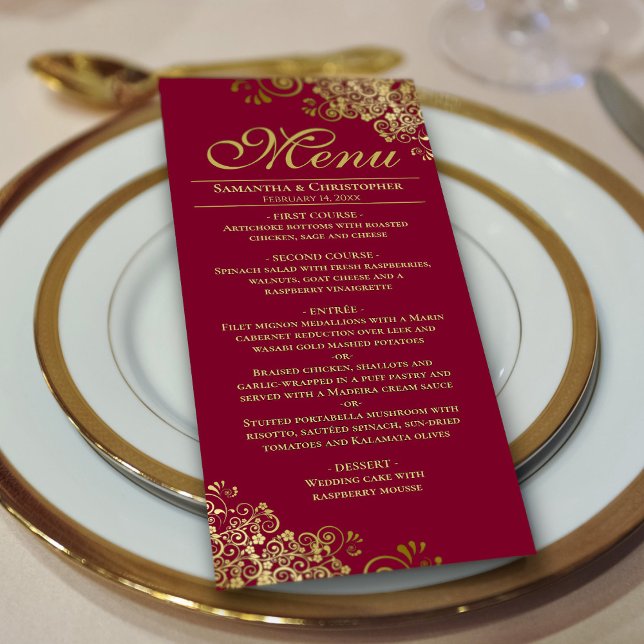 Menu Amigos do Ouro Elegante no Casamento da Borgonha (Criador carregado)