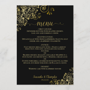 Menu Amigos Dourados Elegantes no Casamento Negro Cláss