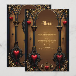 Menu Amor eterno à sombra da escuridão gótica.