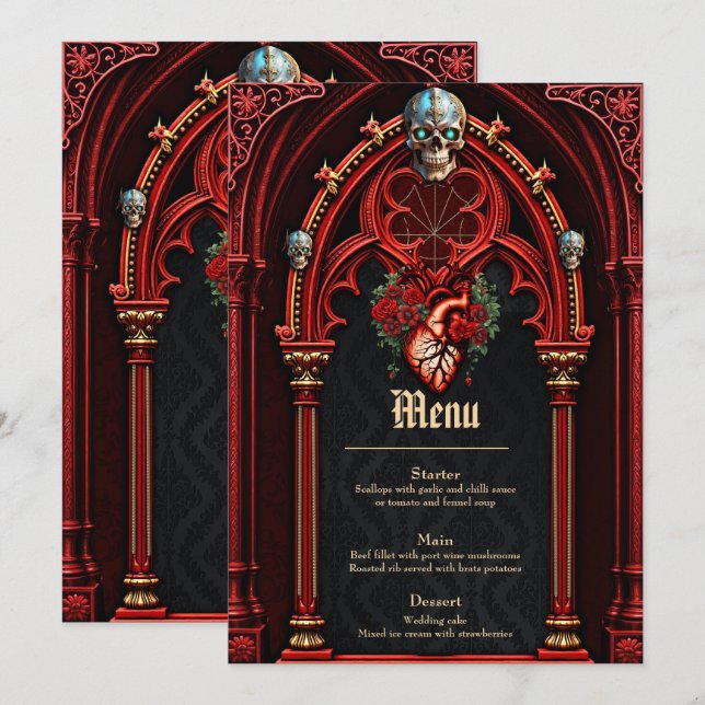 Menu Amor eterno à sombra dos rosas. (Frente/Verso)