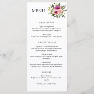 Menu Ampersand Floral Moderno Rosa Plum Peach & Preto