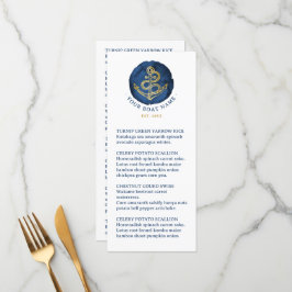 Menu Âncora de Aquarela Elegante Nome Náutico Marinho A