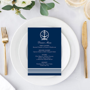Menu Âncora de Casamento Monograma Jantar Naval