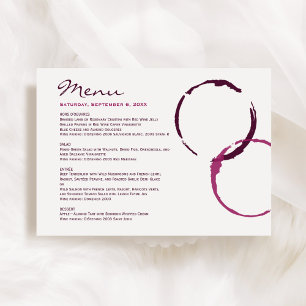 Menu Anéis de Manchas de Vinho Tinto Rústico Moderno Ca