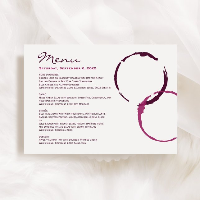 Menu Anéis de Manchas de Vinho Tinto Rústico Moderno Ca (Criador carregado)