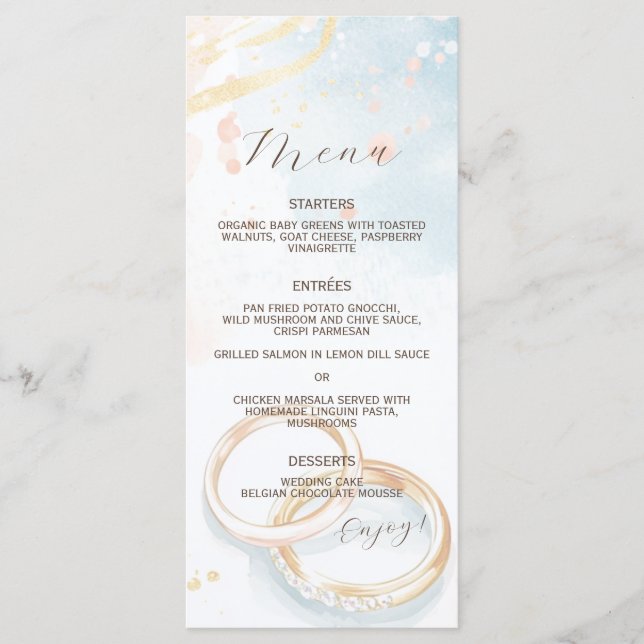 Menu anéis de ouro elegantes primavera de verão Casamen (Frente)