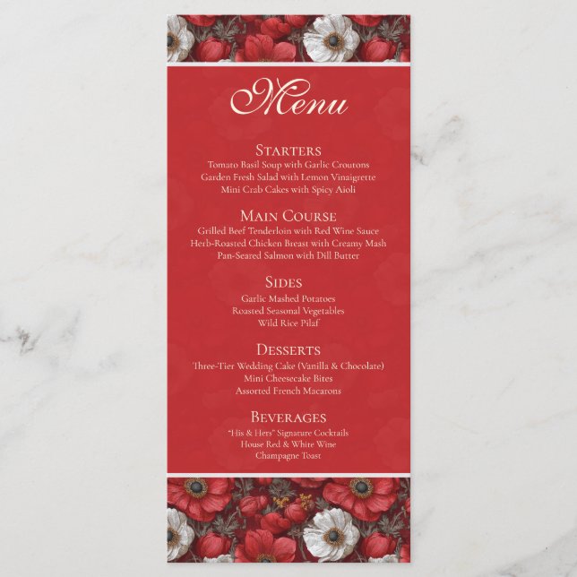 Menu Anêmonas Românticas Brilho Casamento na Cidade (Frente)