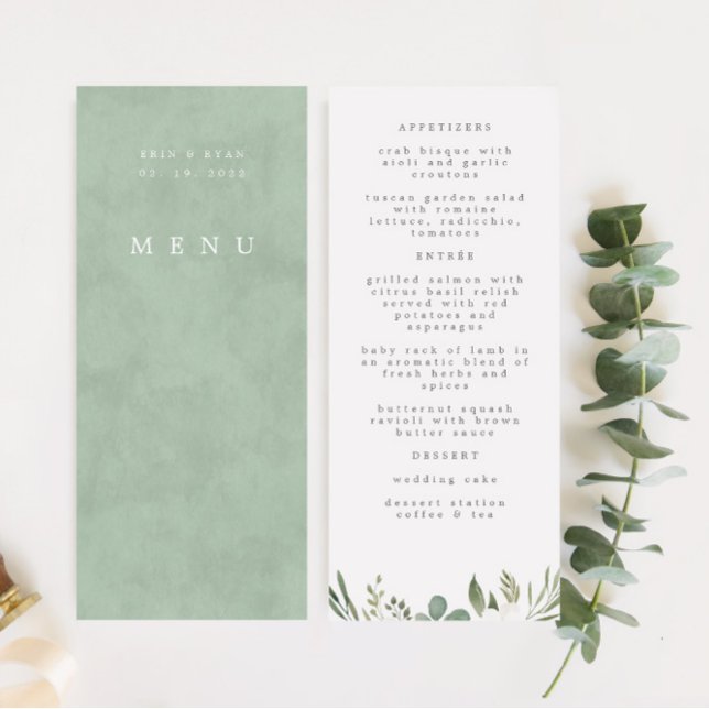 Menu Anemones Sage & Dusty Eucalyptus Janto Casamento (Criador carregado)