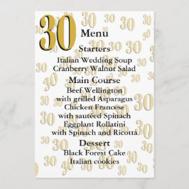 Menu Aniversário de 30 anos Milestone Vintage 1996