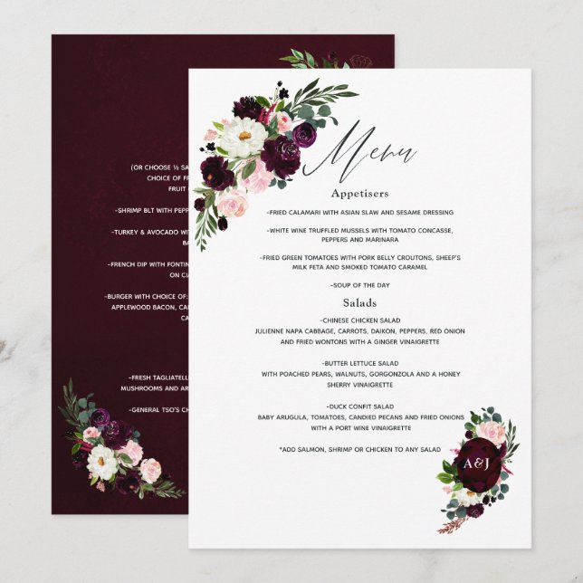 Menu Aniversário de 40 anos de casamento de Rubi (Frente/Verso)