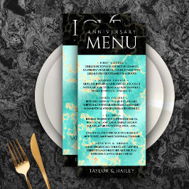 Menu Aniversário de Casamento da 11 Turquesa Elegante
