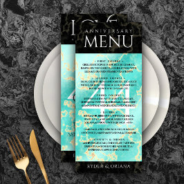 Menu Aniversário de Casamento da 44 Turquesa Elegante