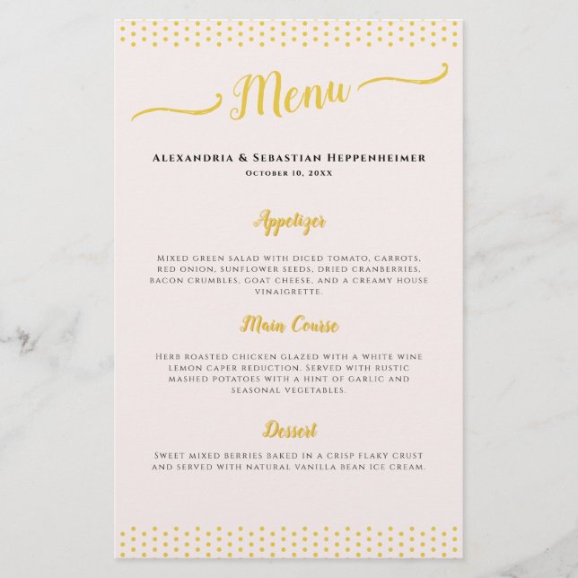 Menu Aniversário de Casamento do Elegante 50º Cor- (Frente)