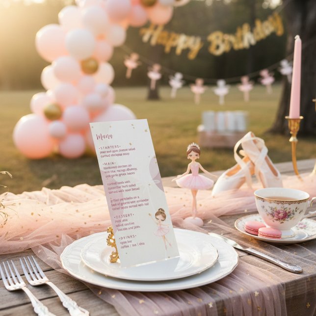 Menu Aniversário de Menina Bailarina de Balé Tutu (Criador carregado)