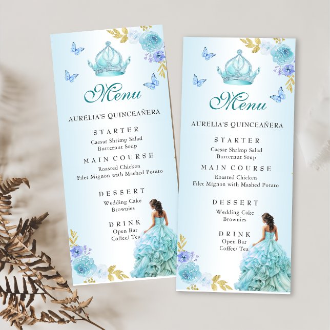 Menu Aniversário de Quinceañera, Frente Roxa Elegante (Criador carregado)