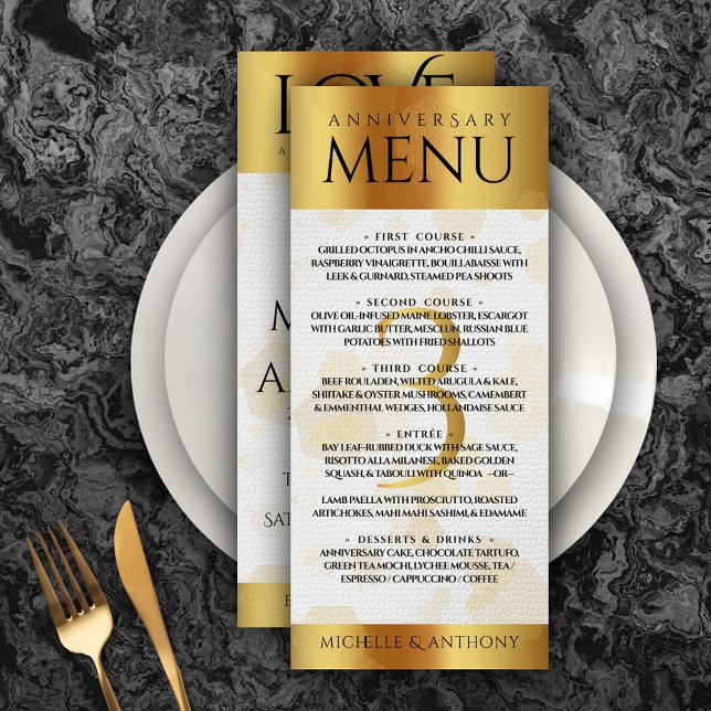 Menu Aniversário do Casamento de Couro do Elegante (Elegant 3rd Leather Wedding Anniversary Menu Rack Card Cover Photo. )
