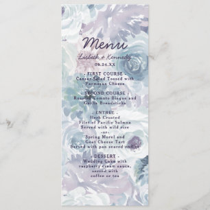 Menu Annabelle Vintage Blue Floral Watercolor Janto