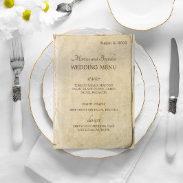 Menu Antigo Casamento vintage de Papel