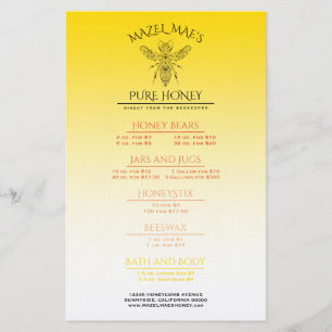 Menu Apiary Honey Personalizado