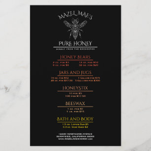 Menu Apiary Honey Personalizado