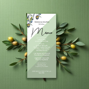 Menu Aquarela Azul Verde da Magia Azeite Pintada à Mão