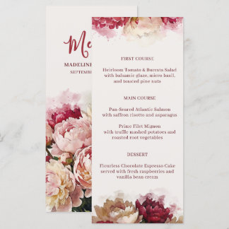 Menu Aquarela Blooms | Recepção Romântica de Peônia
