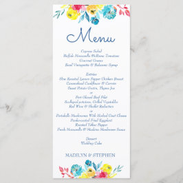 Menu Aquarela Brilhante Colorida Floral